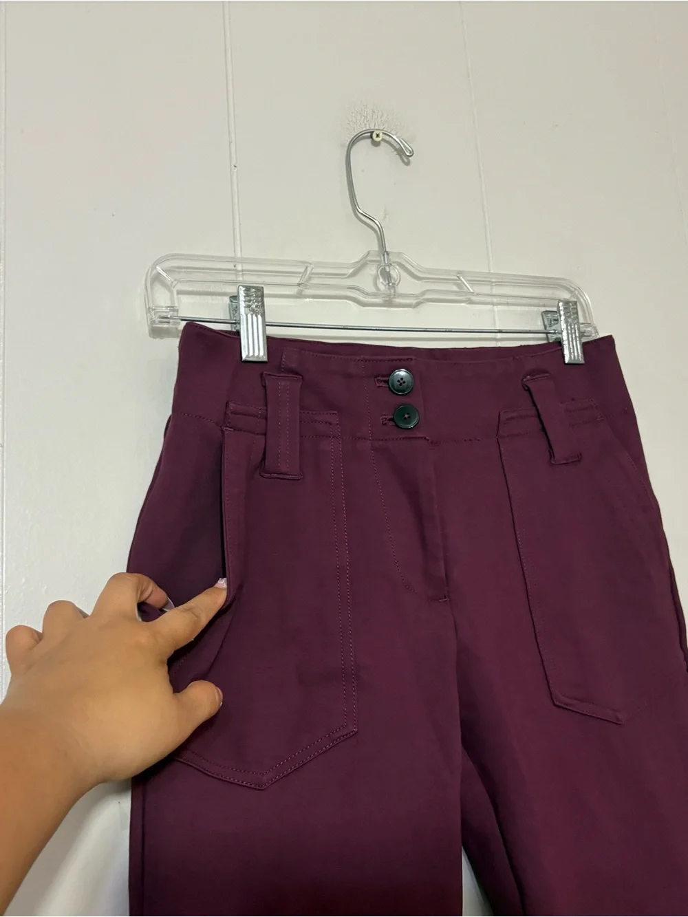 Anthropologie Maeve Naomi Ponte Wide Leg Pants Plum Pull On Petite 2P Flare - Picture 11 of 11